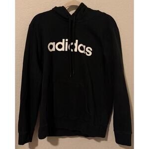 Adidas Women’s Hoodie Black White Logo Pullover Sweatshirt Size XL
